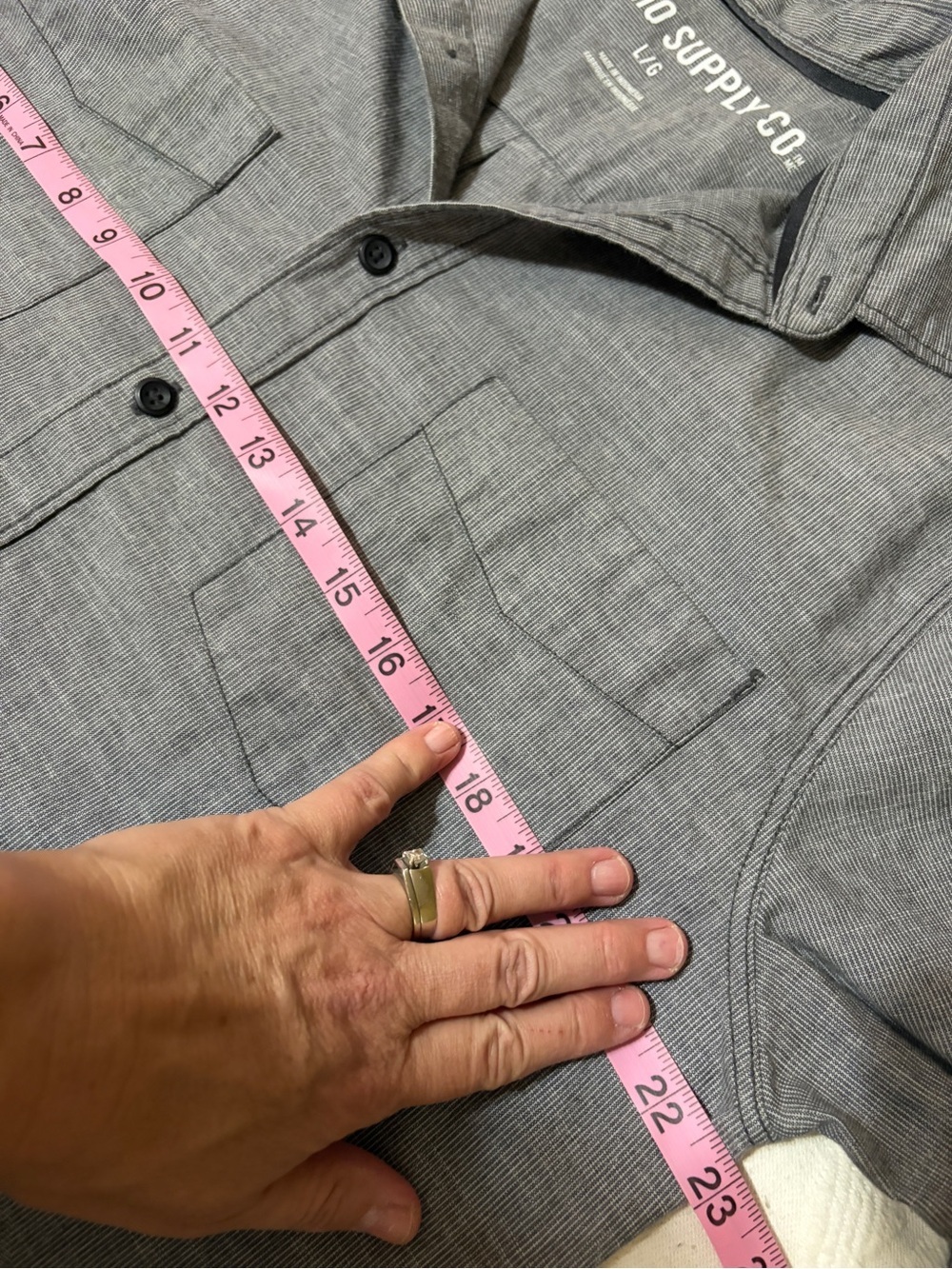 Vintage Mossimo Supply Co. Men's Charcoal Gray Long-Sleeve Button-Down size L - Picture 5 of 7
